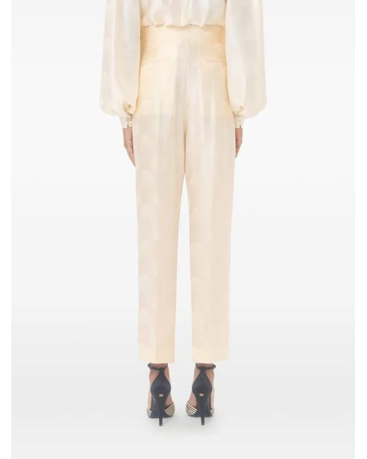 Valentino Garavani White Plus De Pois Striped Polka Dot Jacquard Pants