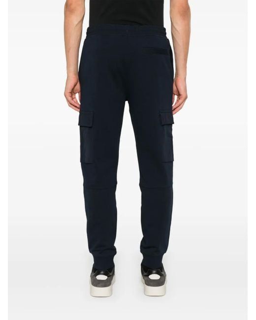 Boss Blue Cotton Cargo Track Pants for men
