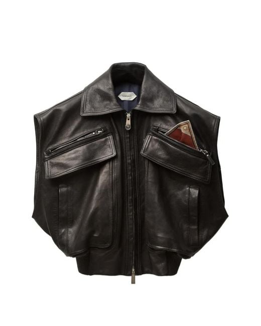 Versace Black Leather Vest