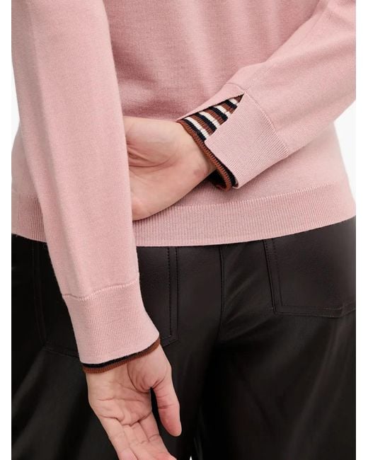 Paul Smith Pink Turtleneck Striped-Trim Sweater