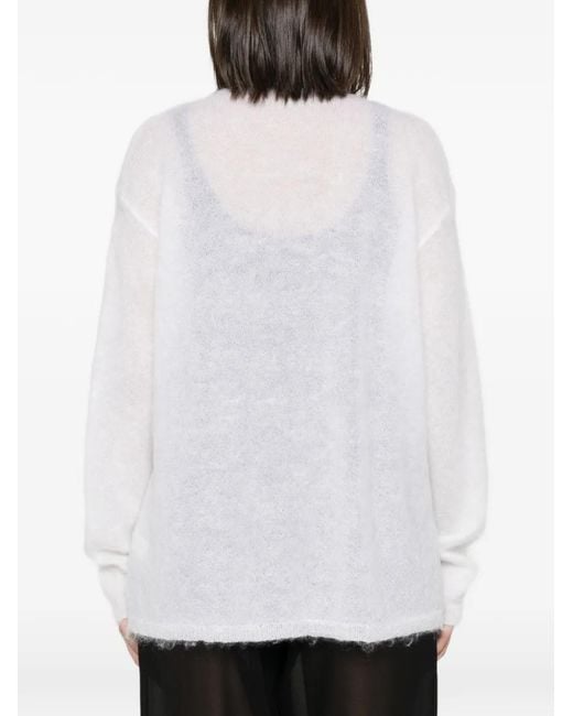 Forte_forte White Contrasting-Trim Cardigan