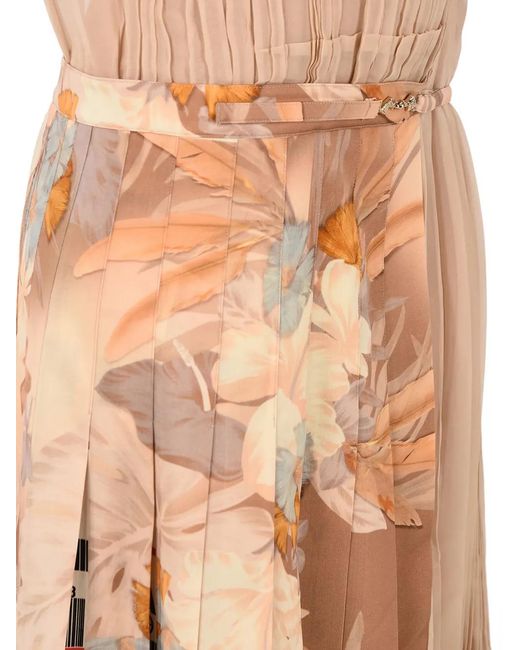 Maison Margiela White Pleated Floral-Print Midi Dress