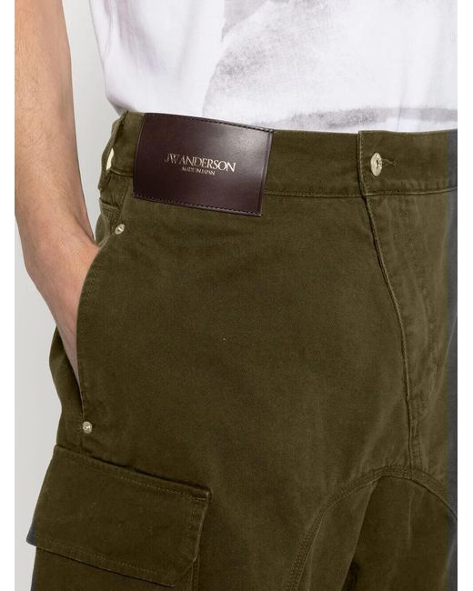J.W. Anderson Green Logo-Patch Cargo Shorts for men