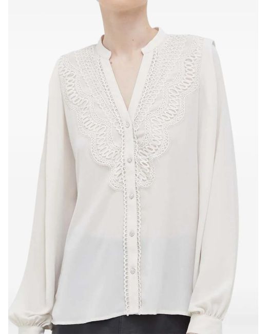 Bruuns Bazaar White Lace-Detail Blouse