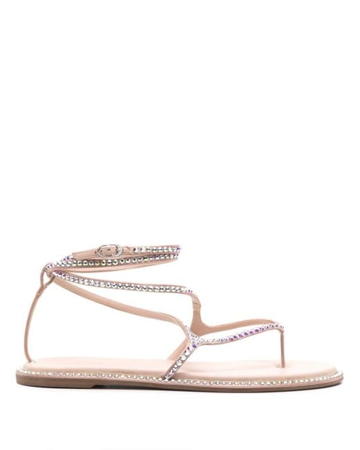 Le Silla White Belen Crystal-embellished Sandals