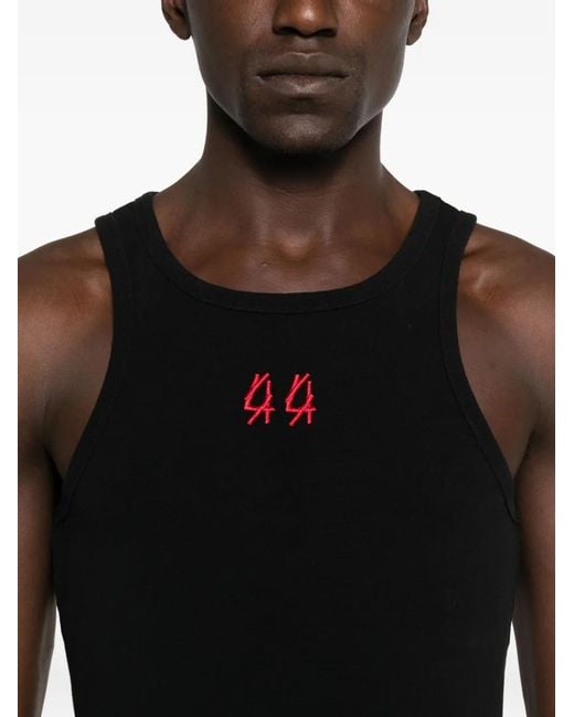 44 Label Group Black Embroidery Tank Top for men