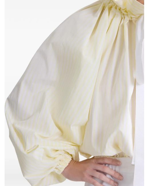 Patou White Ruffled Striped Top