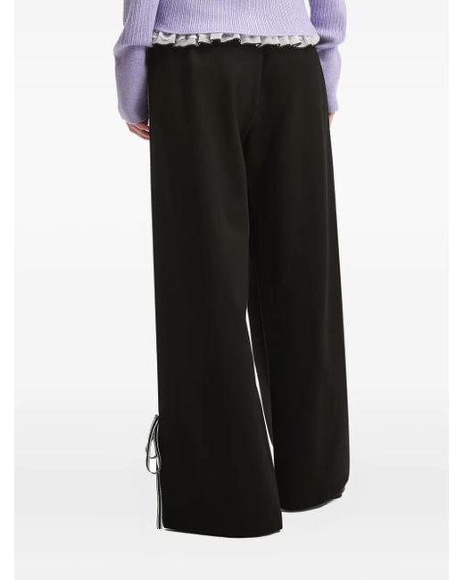 B+ AB Black Ruffle-Detail Side-Stripe Trousers