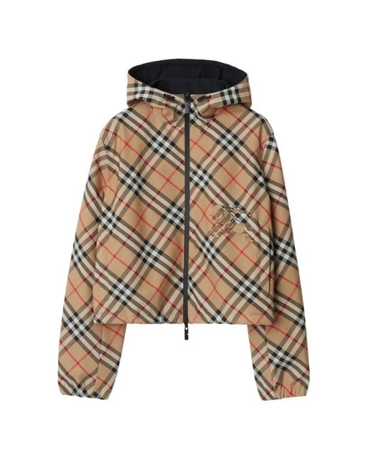 Burberry Brown Cropped Reversible Check Jacket