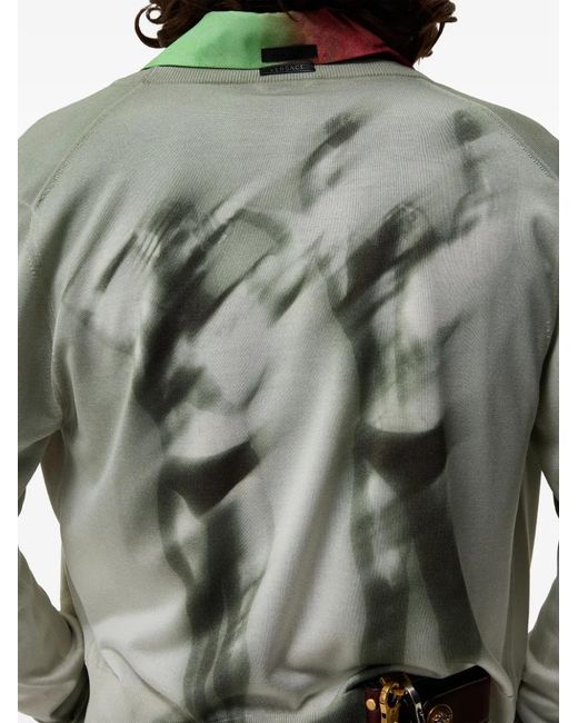 Versace Natural Cardigan Imprimé En Soie for men