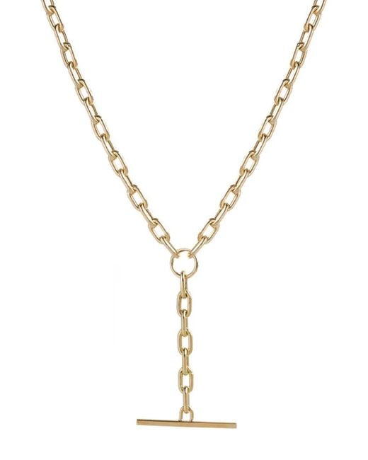 Zoe Chicco Metallic 14K Medium Square Oval Link Faux Toggle Lariat Necklace