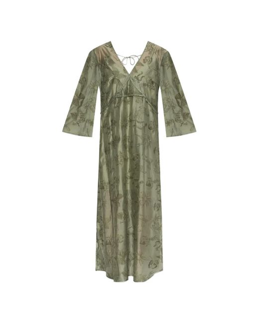 Munthe Green Boris Embroidered Maxi Dress