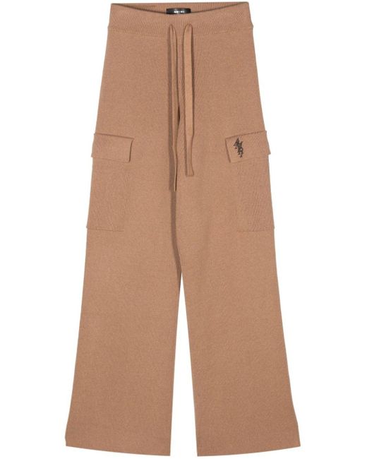 Amiri Brown Logo-embroidered Ribbed Trousers