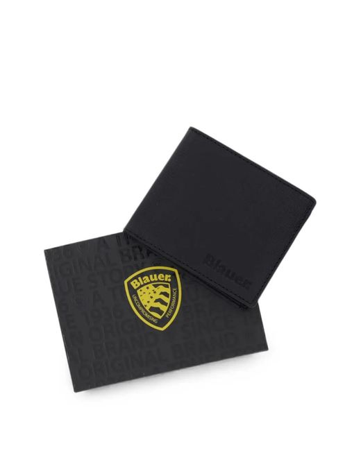 Blauer Black Leather Bi-Fold Wallet for men
