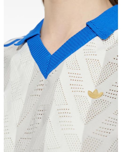 Adidas Blue Pierced T-Shirt Mit V-Ausschnitt