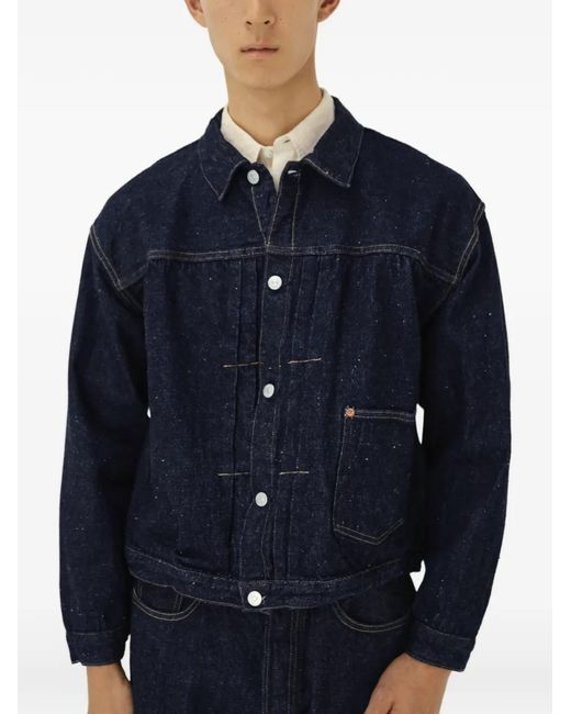 Kaptain Sunshine Blue Denim Tracker 1P Buttoned Cotton Jacket for men