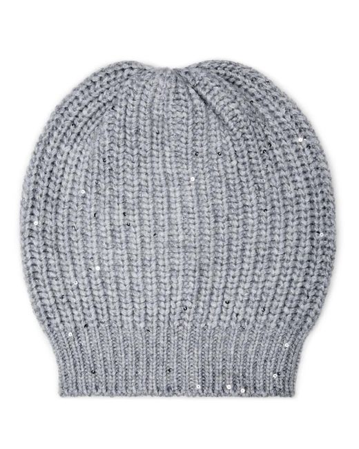 Brunello Cucinelli Gray Gerippte Strickmütze