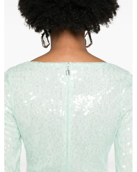 ROTATE BIRGER CHRISTENSEN Blue Sequinned Scoop-Neck Minidress