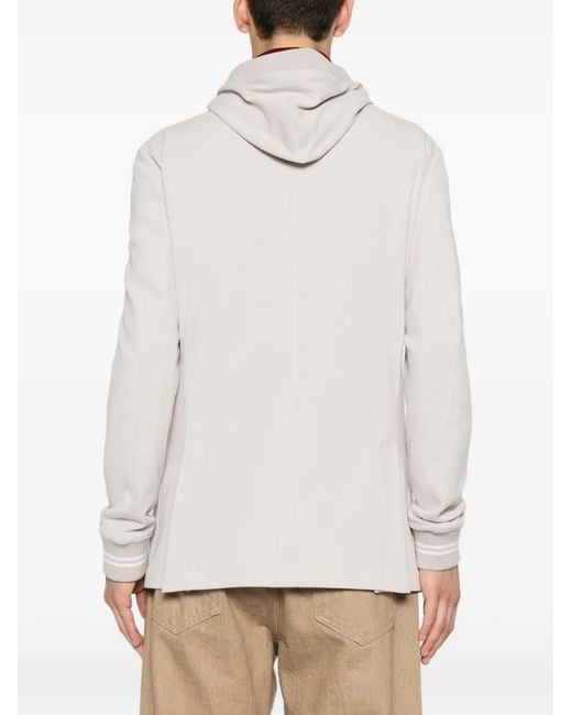 Eleventy White Hooded Single-Breasted Jacket for men