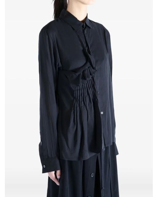 Yohji Yamamoto Pleated Ruffle Shirt Black