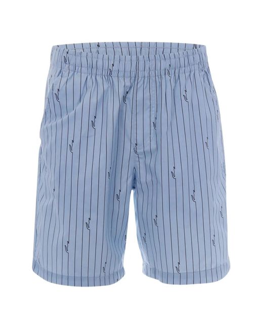 Lacoste Blue Pinstripe-Pattern Logo-Print Shorts for men