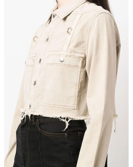 Rick Owens Natural Raw-Cut Cropped Shirt Jacket