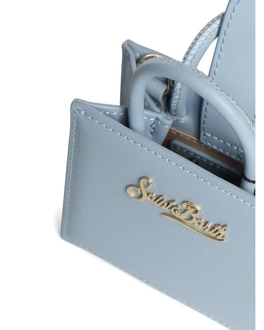 Mc2 Saint Barth Blue Mini Logo-Plaque Leather Tote Bag