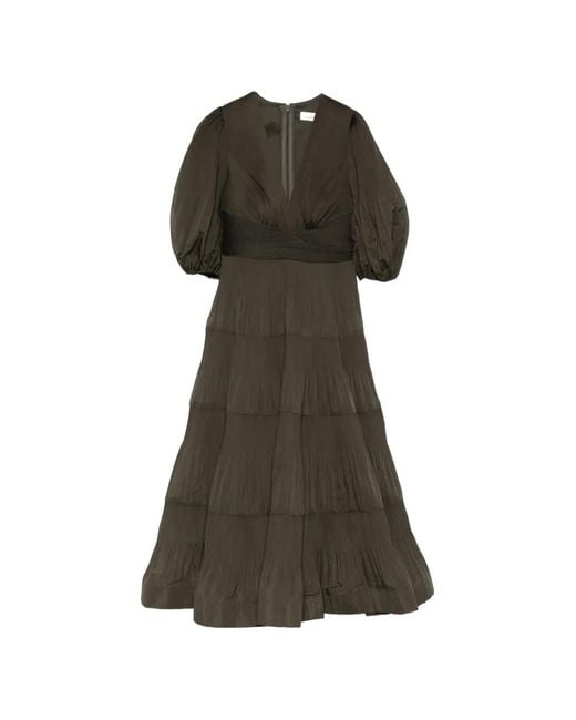 Zimmermann Multicolor V-Neck Mini Dress With Optional Closure And Puff Sleeves