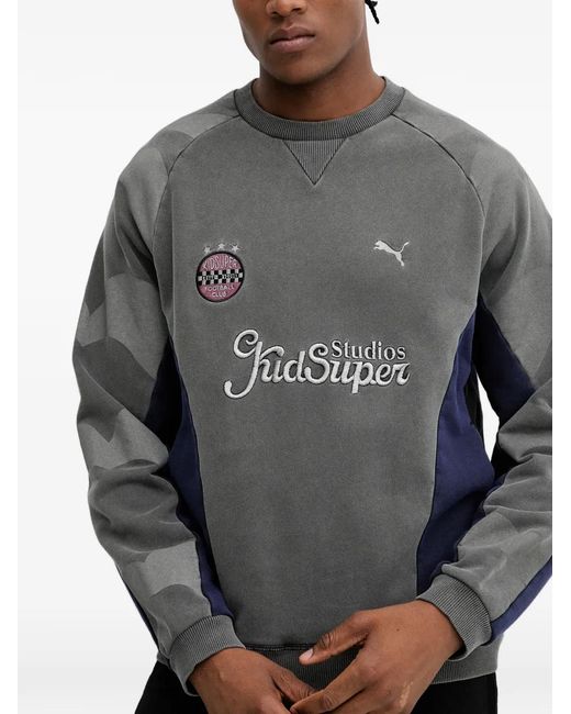 PUMA Gray X Kidsuper Colour-Block Logo-Embroidered Sweatshirt for men