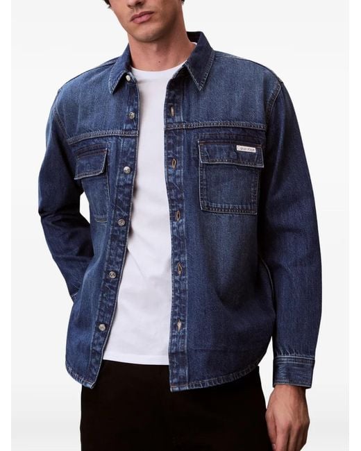 Calvin Klein Blue Logo-Patch Shirt for men