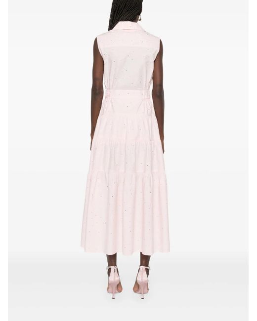 Sandro Pink Cotton Crystal Midi Dress