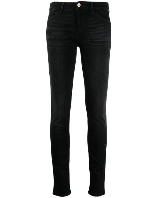 Emporio Armani Black Embroidered-Logo Jeans