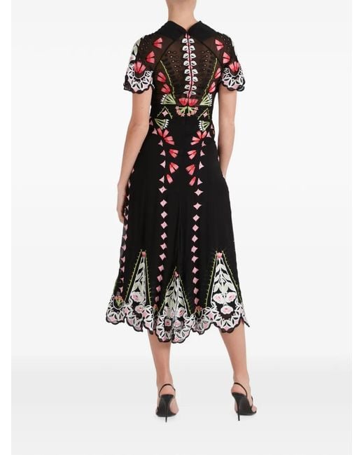 Temperley London White Rosalba Floral-Embroidered Midi Dress
