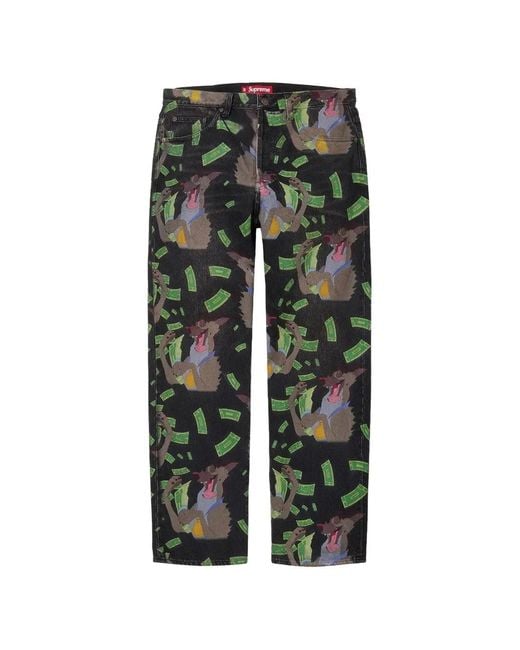 Supreme Green All Dogs Go To Heaven Printed Jeans