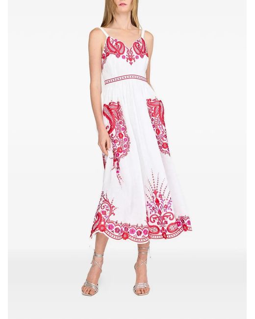 floral embroidered midi dress Long dress with embroidery, high neck, flared sleeves with high qualit –  ETERNA