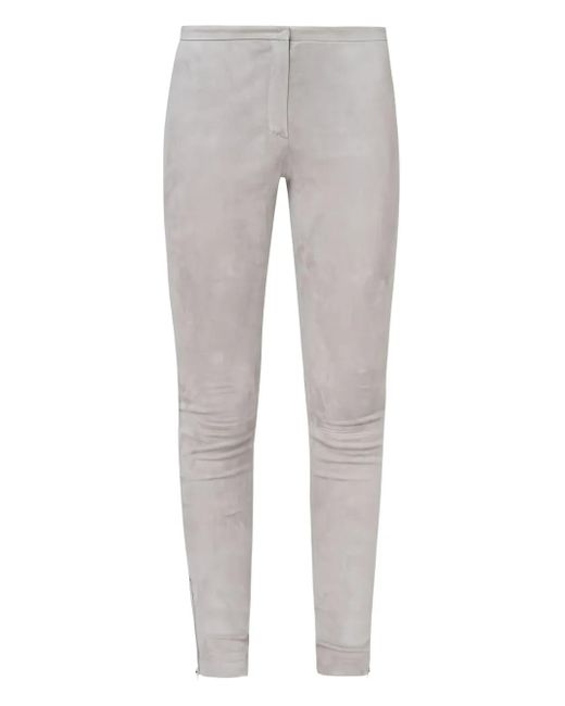Fabiana Filippi Gray Slim Tapered Leather Trousers