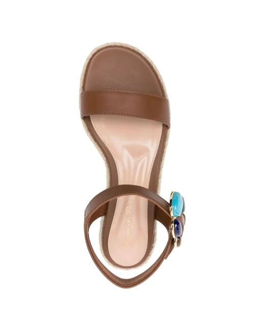 Gianvito Rossi Brown Gemstone Platform Sandals