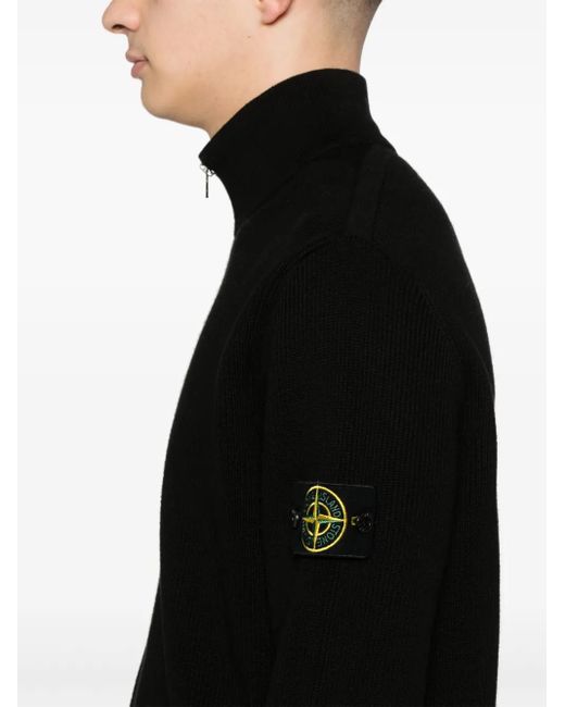 メンズ Stone Island コンパスバッジ カーディガン Black