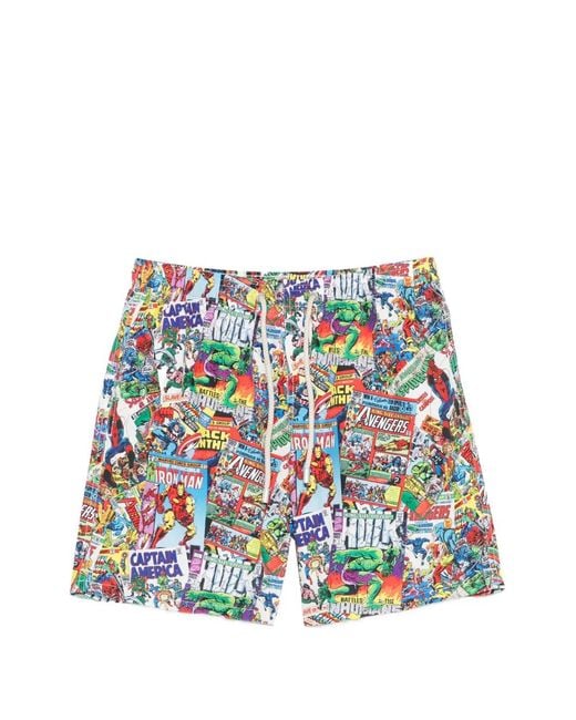 Mc2 Saint Barth White Comic-Print Drawstring Swim Shorts for men