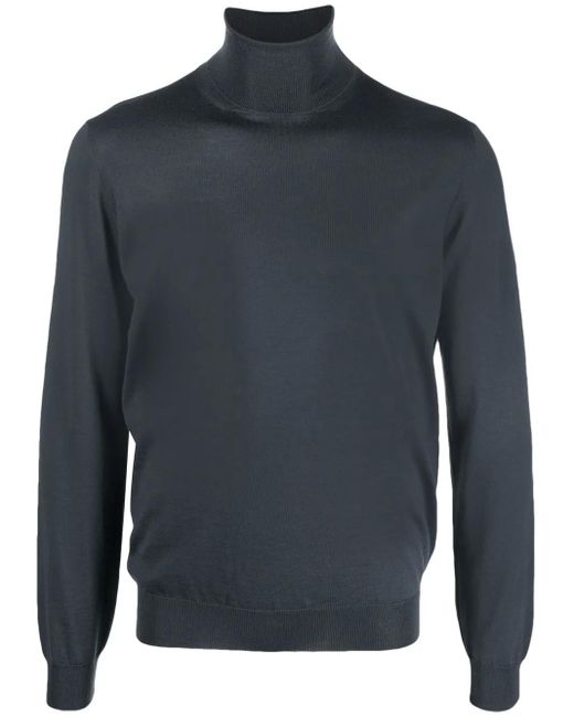 Dell'Oglio Blue Fine-Knit Roll-Neck Jumper for men