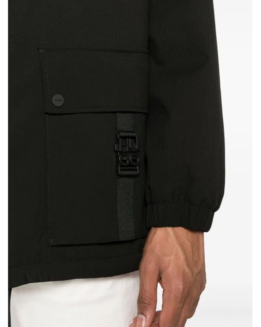 HUGO Black Ripstop Hooded Cargo Jacket for men