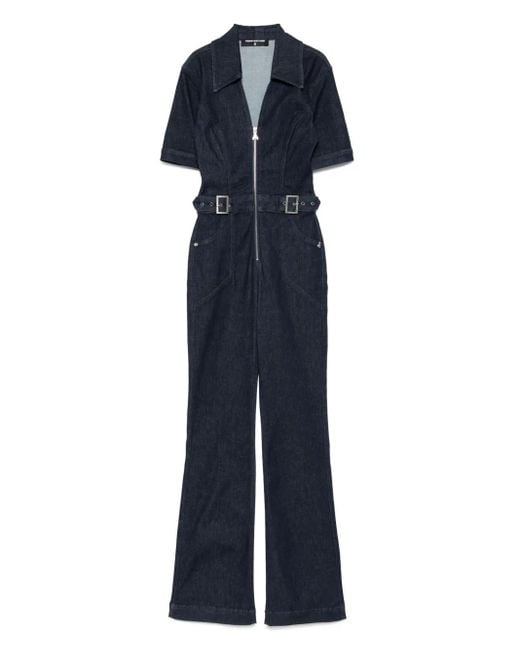 Patrizia Pepe Blue Zip-Fastening Buckle Jumpsuit