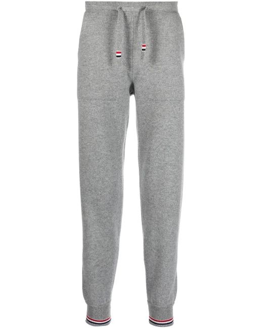 Thom Browne Gray Cashmere Knitted Track Pants for men
