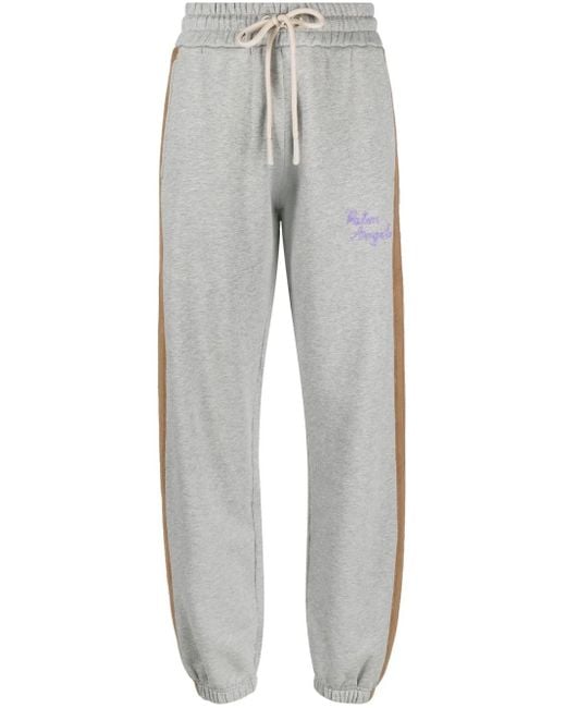 Palm Angels Gray Angels Logo-Embroidered Track Pants