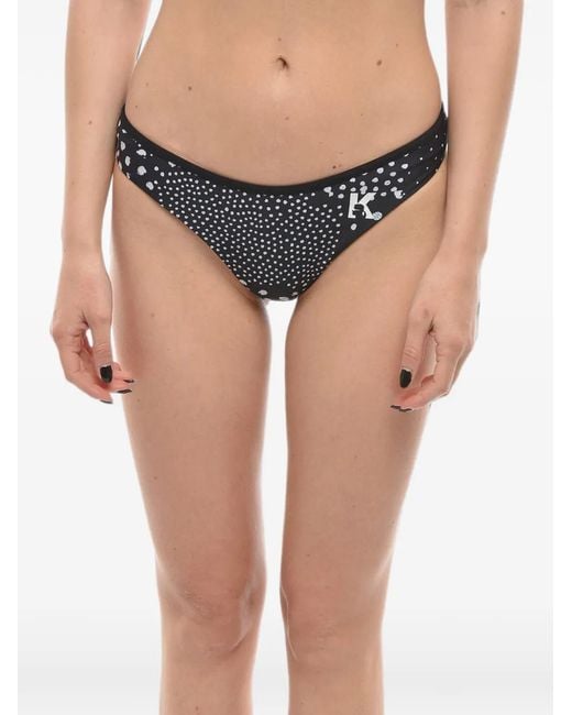 Karl Lagerfeld Black Logo-Print Polka-Dot Bikini Briefs