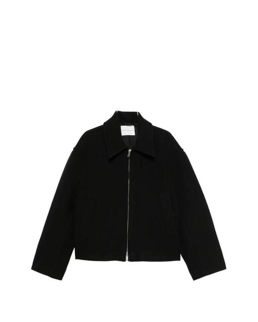 Studio Nicholson Black Zip-Up Spread-Collar Shirt Jacket for men