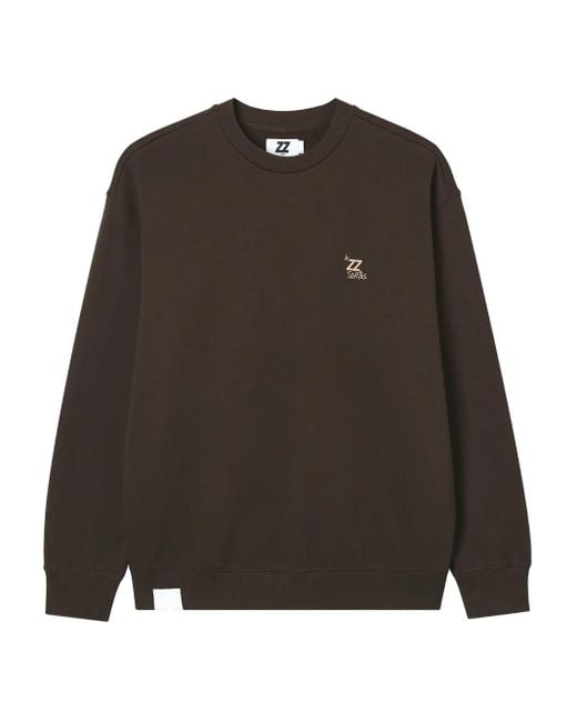 Izzue Brown Embroidered-Logo Crew Neck Sweatshirt for men
