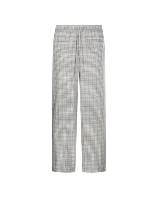 DUNST Gray Drawstring Check Trousers for men