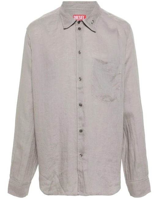 DIESEL Gray S-Emil Linen Shirt for men