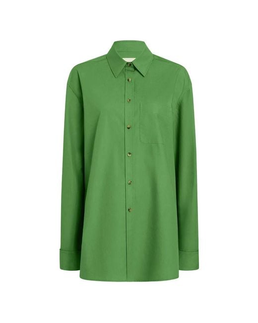 Khaite Green Front Pocket Long-Sleeve Shirt